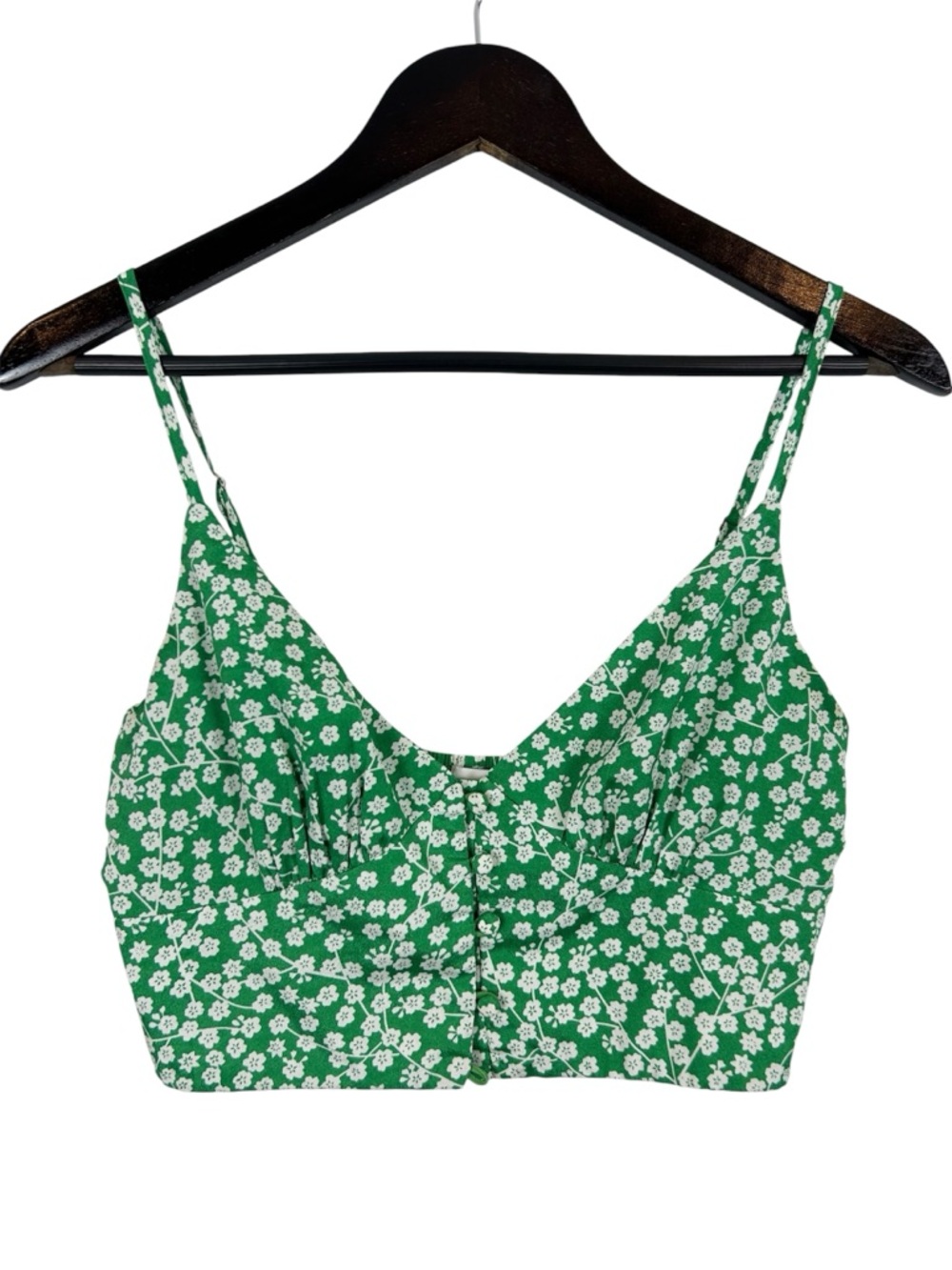 Princess Polly Green Floral Crop Tank Top Size 6 Date Night Going Out